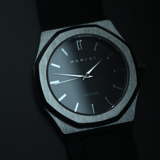 Prestige Steel - Silver Case, Dark Grey / Gunmetal Dial, Black Strap